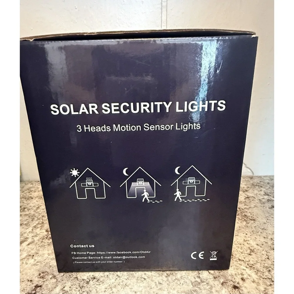 2 Pack Solar Security Lights 3 Head Motion Sensor LED Outdoor Waterproof IP65